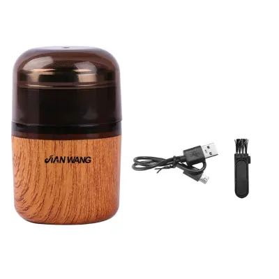 Mini električni brivnik – 3-glavnični rotacijski za potovanja, USB Wood color