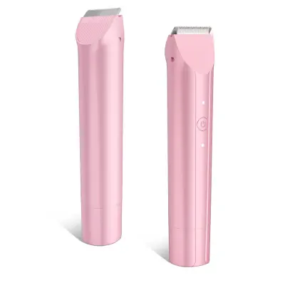 Dvo-glavni polnilni ženski brivnik, pomivalni 2v1 trimer za telo Pink