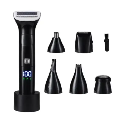 6-v-1 električni trimer, USB polnljiv, ABS ohišje, prenosni, unisex Black