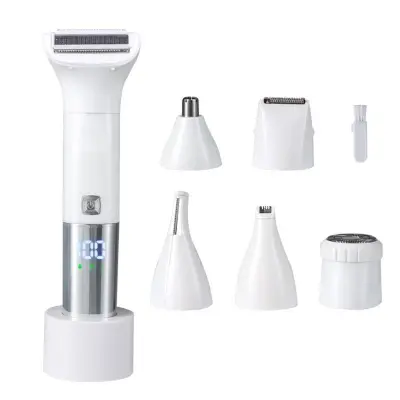 6-v-1 električni trimer, USB polnljiv, ABS ohišje, prenosni, unisex White