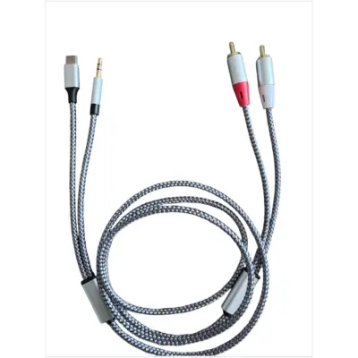 1,3 m Y audio razcepni kabel, pletena vrv, zlitinski konektorji