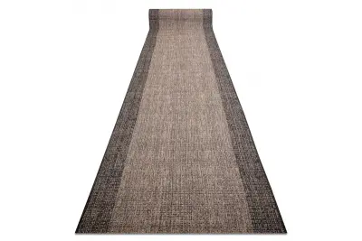 Preproga v videzu sisala SION 6053 Okvir, plosko tkanje črna / rjava 150 150x490 cm