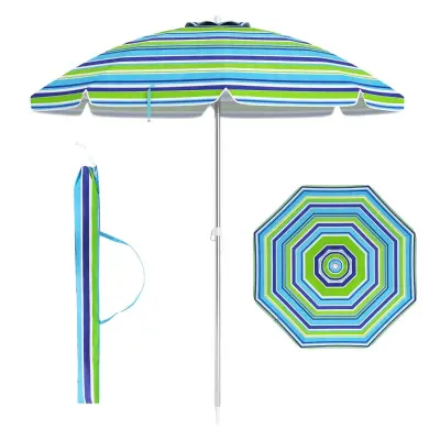 Nagibni senčnik za plažo 198 cm moder