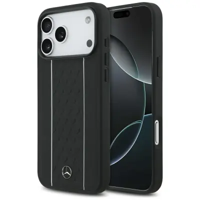 MERCEDES USNJEN OVITEK Z ZVEZDNIM VZORCEM IN ČRTAMI MAGSAFE ZA IPHONE 17 PRO MAX