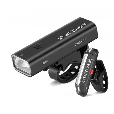 WOZINSKY KOMPLET KOLESARSKE LUČI SPREDNJE 400 LM USB-C ZADNJE MIKRO