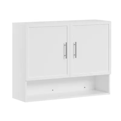 Stenska omarica z 2 vrati in odprto polico, Bela, 90x28.5x70cm, BZR233-W