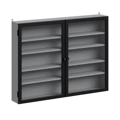 Stenska vitrina Siva s Steklenimi Vrati 80x12.2x60cm FSB113-DG