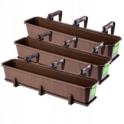 Balkonski lonec 80 cm, stojalo za cvetlične lončke, ročaji, 3 kosi