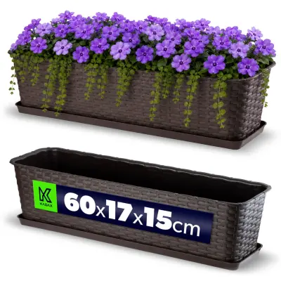 balkonski cvetlični lonec 60 cm + rjavo stojalo