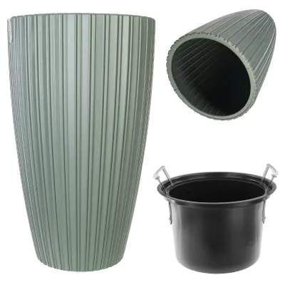 cvetlični lonec 30 cm z vložkom, plastični cvetlični lonec, zelen
