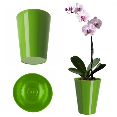 cvetlični lonec za orhideje, plastični cvetlični lonček, zelen, močan, 13 cm