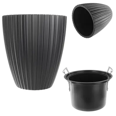 cvetlični lonec 40 cm pokrov z vstavkom črna plastika