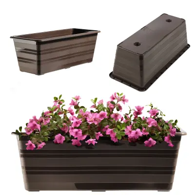 Balkonski lonec 40 cm Cvetlični lonec za balkon rjave barve