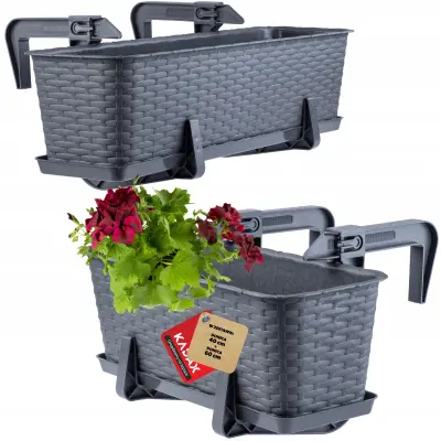 Balkonski lonec 40+60 cm, stojalo za cvetlične lončke, ročaji 2 kosa