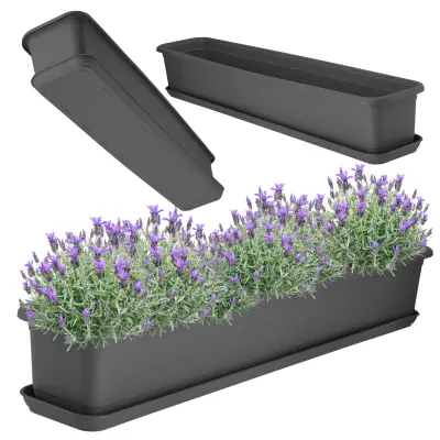 balkonski cvetlični lonec 80 cm s stojalom, antraciten