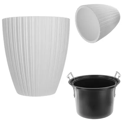 cvetlični lonec 40 cm pokrov z vstavkom bel plastični