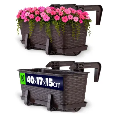 balkonski lonec za rože s stojalom 40 cm + ročaji