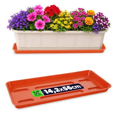 Stojalo za cvetlične lončke 60 cm, balkonsko korito, plastični pladenj