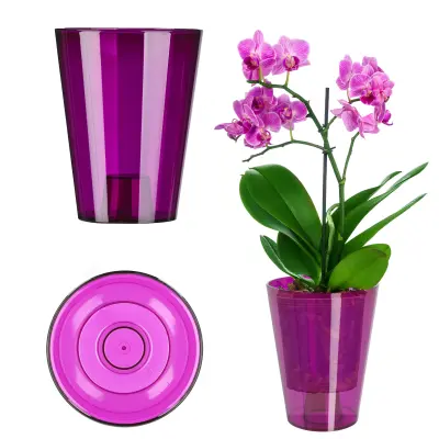 cvetlični lonec za orhideje, plastični cvetovi, 12 cm, vijoličen
