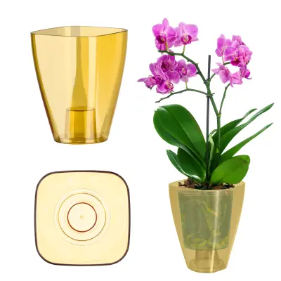 Pokrov za cvetlični lonček za orhideje, plastični cvetlični lonček, med, močan, 13 cm