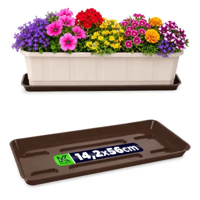 Stojalo za cvetlične lončke 60 cm, balkonsko korito, plastični pladenj