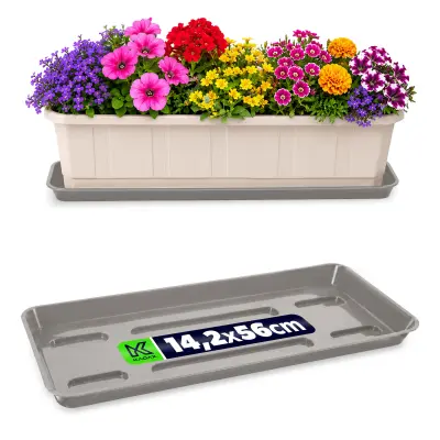 Stojalo za cvetlične lončke 60 cm, balkonsko korito, plastični pladenj