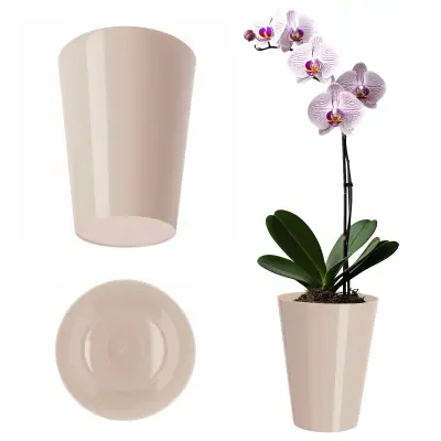 Pokrov za cvetlični lonček za orhideje, plastične rastline, kremne barve, 13 cm
