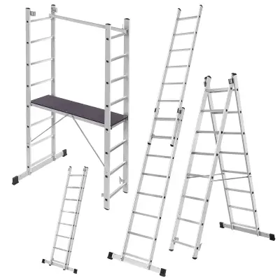 Mini aluminijasti oder 2x8 stopnic Delovna ploščad Lestev 3v1 Zložljiva