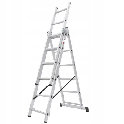 aluminijasta lestev univerzalna 3x6 zložljiva dvostranska močna + kavelj