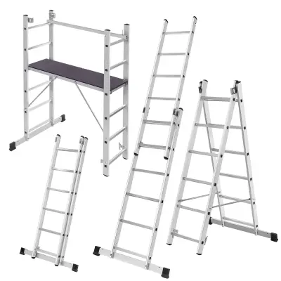 Mini aluminijasti oder 2x6 stopnic zložljiva delovna ploščad lestev 3v1