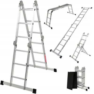 aluminijasta gospodinjska lestev 4x3 zložljiva večnamenska lestev 150 kg