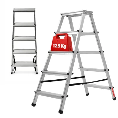 aluminijasta zložljiva lestev 5 stopnic za dom 125 kg poljski izdelek močan