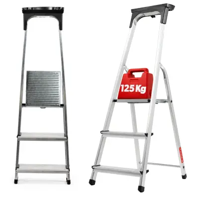 Domača lestev iz aluminija, 3-stopenjska zložljiva kavelj za lestev, 125 kg