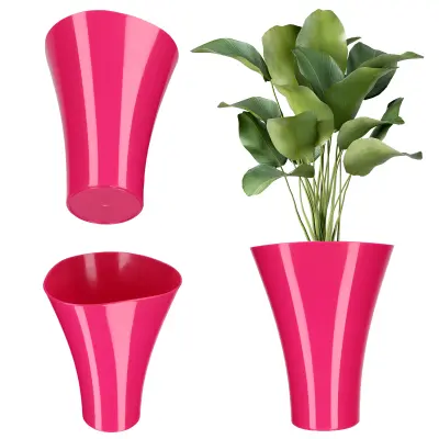 Pokrov za cvetlični lonček za rože, stojalo za rože, plastika, roza 16,5 cm