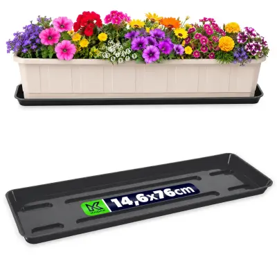 Stojalo za cvetlične lončke 80 cm, balkonsko korito, plastični pladenj