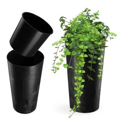 cvetlični lonec 26 cm pokrov z vložkom plastični cvetlični lonec črne barve