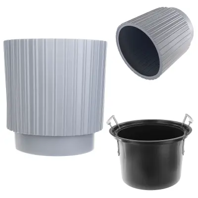 cvetlični lonec 30 cm pokrov z vstavkom siv plastični