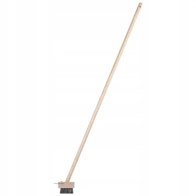 krtača za tlakovanje s čistilnim strgalom, lesen ročaj, 135 cm