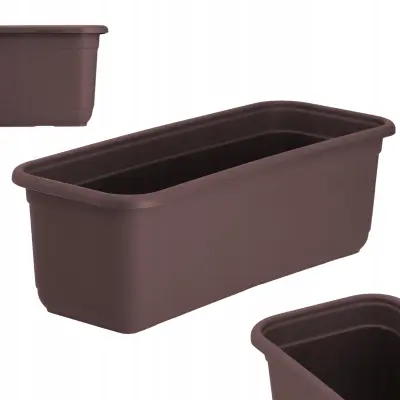 Balkonski lonec 40 cm Cvetlični lonec za balkon rjave barve