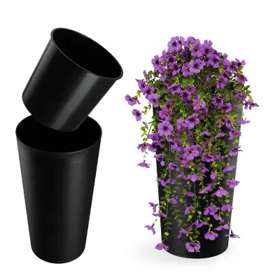cvetlični lonec 47 cm pokrov z vložkom plastični cvetlični lonec črne barve