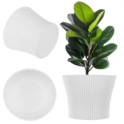 cvetlični lonec 17 cm pokrov za rastline plastični cvetlični lonec bele barve