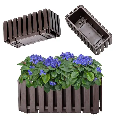 balkonski cvetlični lonec 38x18x16,5 cm rjave barve za balkon