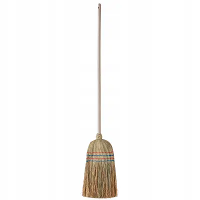 Metla za travo za pometanje, 140 cm ročaj, ekološka, močna ščetina