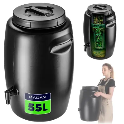 Vrtni kompostnik 55L, celoletna posoda za gnojilo za domačo uporabo s pipo, močna