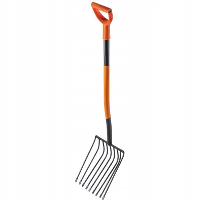 Zatrepne vile za kamenje in drobljenec 9-zobne kovinske močne vrtne 124 cm