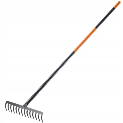 Grablje za listje, kovinske grablje za travo z ročajem, 154 cm, 14 zob