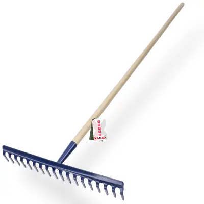 Vrtne grablje za travo z lesenim ročajem, 150 cm, kaljene grablje, 18 zob