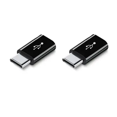 2-Pack kratek adapter Android na USB-C z PD polnjenjem 5A Black