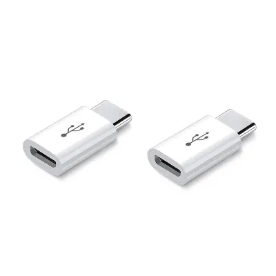 2-Pack kratek adapter Android na USB-C z PD polnjenjem 5A White
