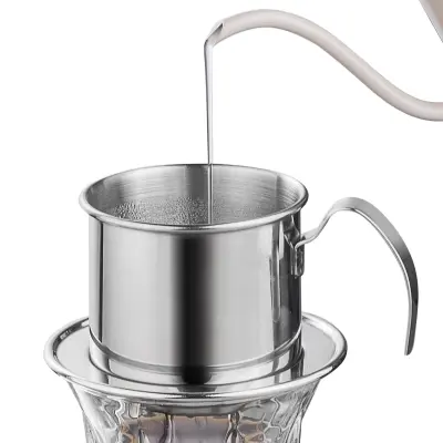 304 Nerjaveče jeklo filter za prelivno kavo z distribucijsko ploščo Silver
